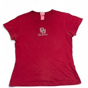 Oklahoma Sooners red rhinestone logo baby tee